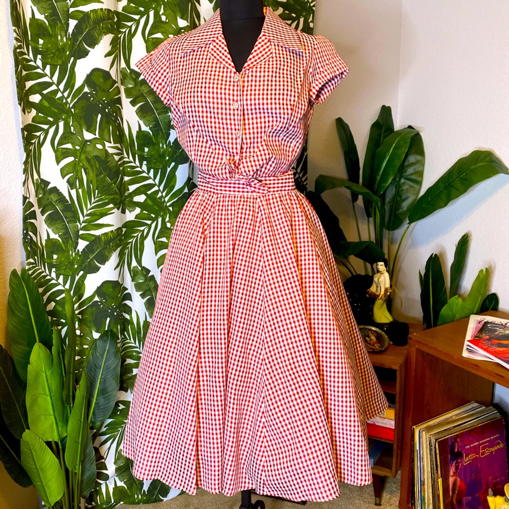 Red gingham cocktail skirt